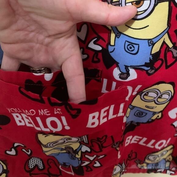 Red Despicable Me Medium Scrub Top with pockets - Picture 4 of 8
